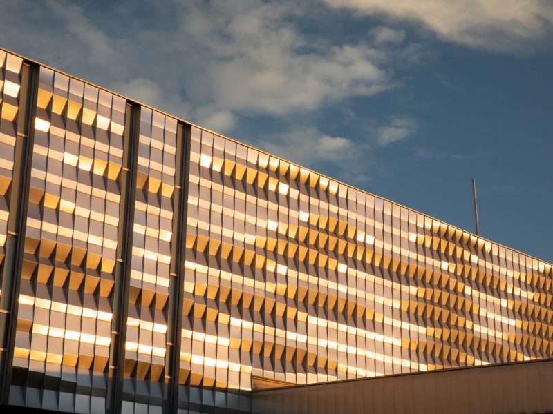 N A U–Yuma building at sunset.