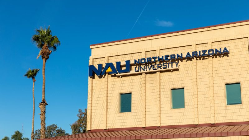 A building at the N A U–Yuma campus with the N A U logo.