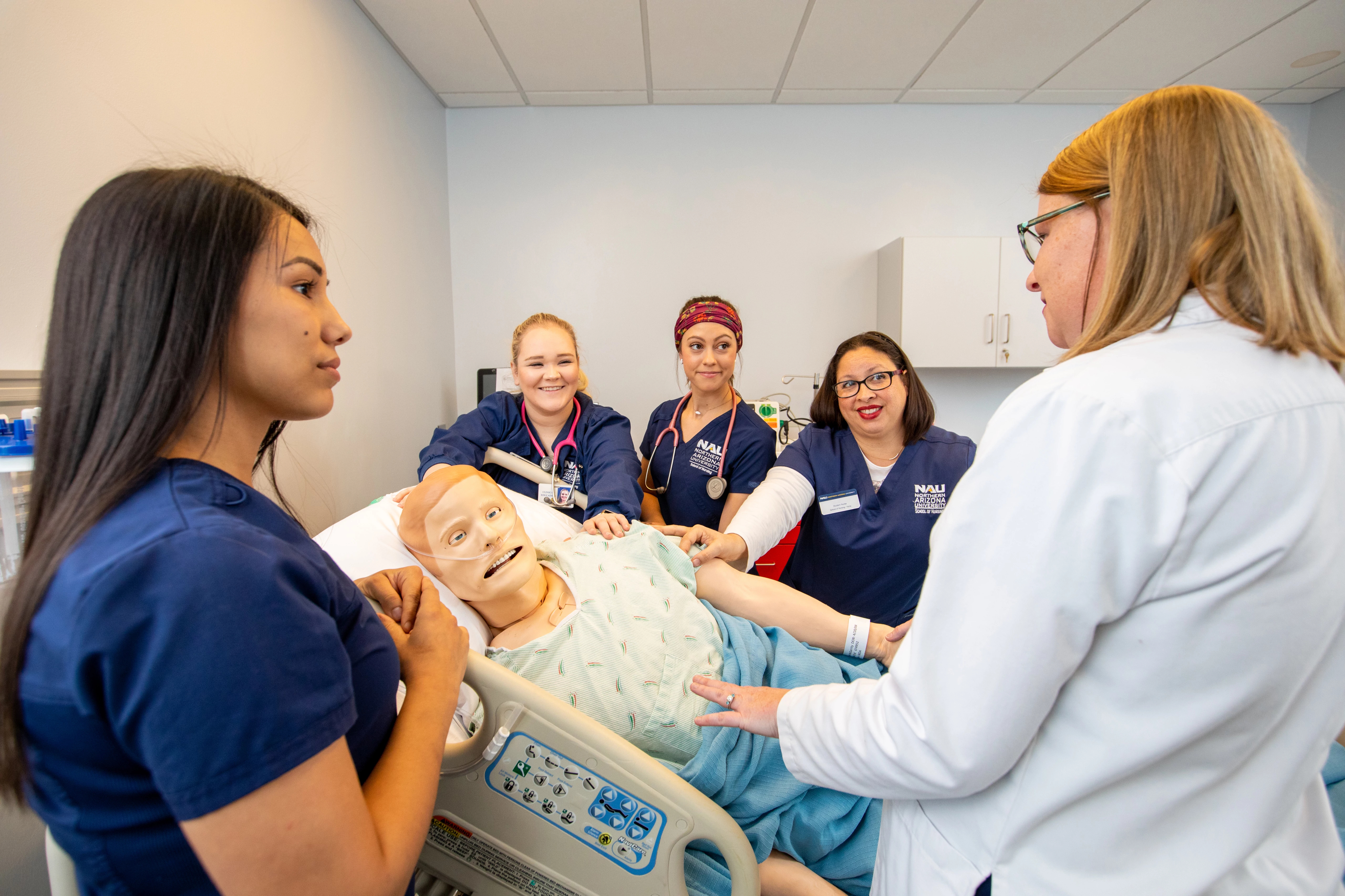 Students in an N A U–Yuma Nursing lab.
