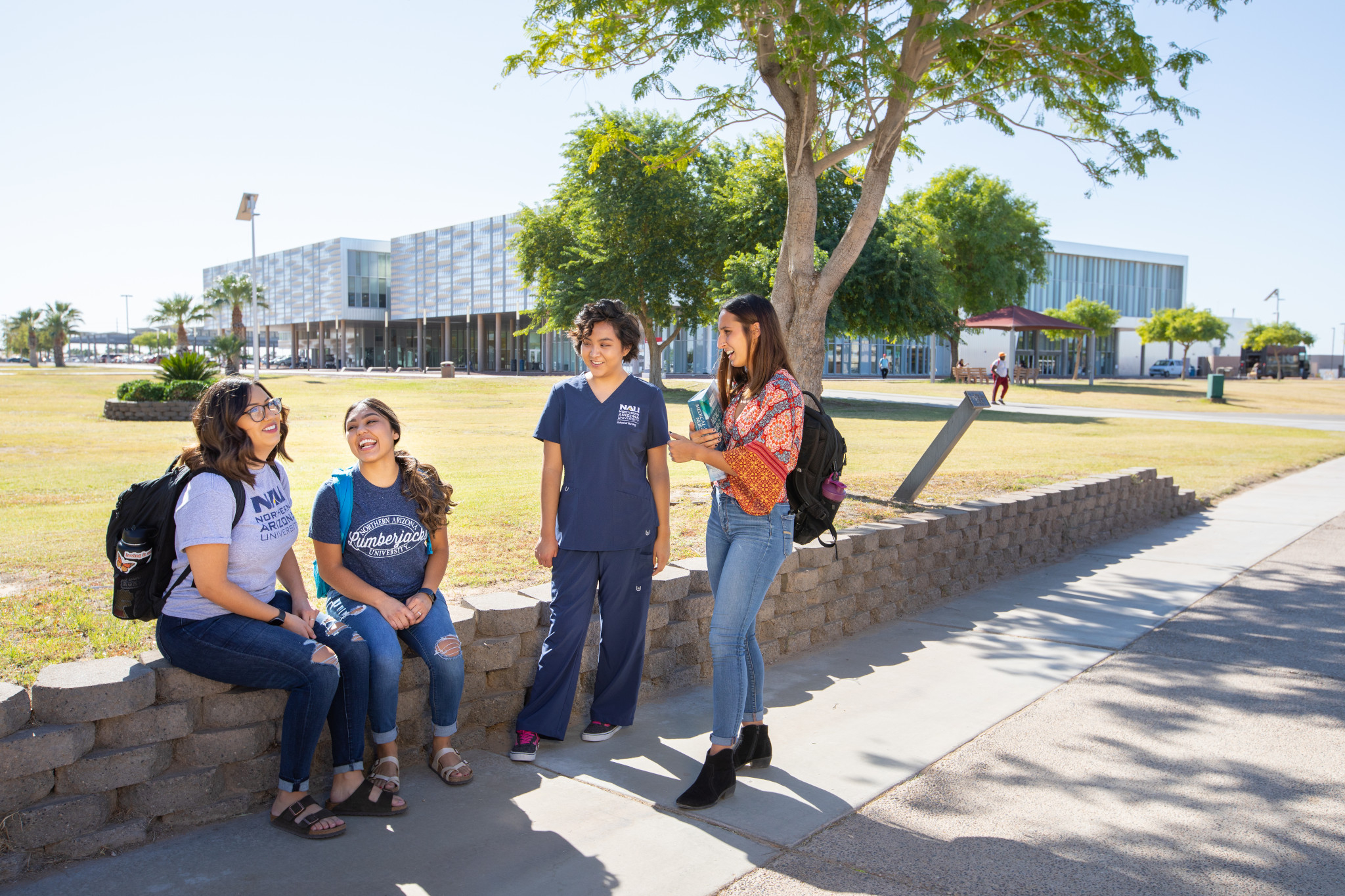Students hanging out on the N A U–Yuma campus.