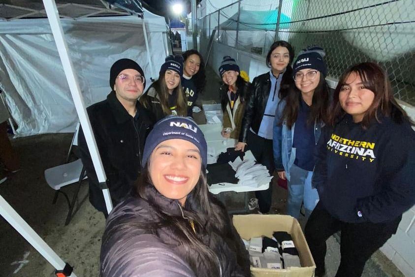 NAU Yuma Social Work Students taking a selfie while at the 29th dia del campesino in San Luis, AZ